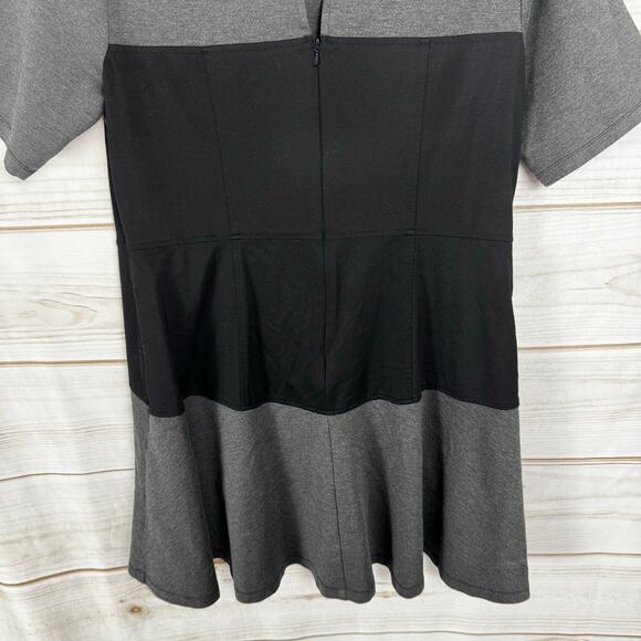 eShakti Black & Gray Color Block Short Sleeve Mini Shirt Dress Size XL - Picture 7 of 10